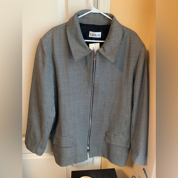 Vintage Houndstooth zip up  Jacket by Laura II - Picture 2 of 8